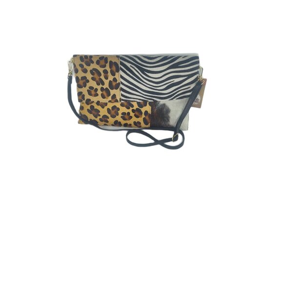 HOLIDAY SPECIAL! Charlie Leather Labelle Black + Fur Clutch/Crossbody Bag-NWT - Picture 8 of 10